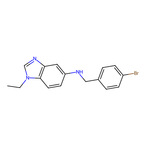 N-[(4-bromophenyl)methyl]-1-ethylbenzimidazol-5-amine structure