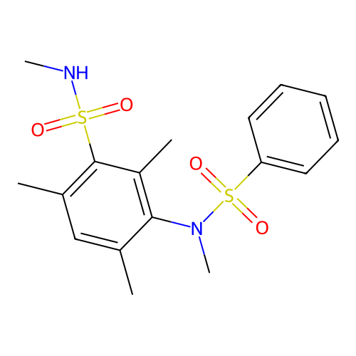 N,2,4,6-tetramethyl-3-[methyl(phenylsulfonyl)amino]benzenesulfonamide structure