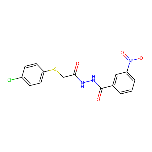 N'-[2-(4-chlorophenyl)sulfanylacetyl]-3-nitrobenzohydrazide structure