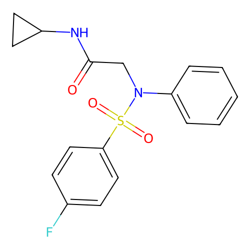 N-cyclopropyl-2-(N-(4-fluorophenyl)sulfonylanilino)acetamide structure
