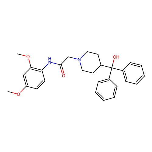 N-(2,4-dimethoxyphenyl)-2-(4-(hydroxydiphenylmethyl)piperidin-1-yl)acetamide structure