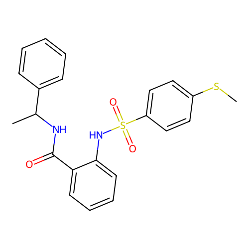 2-[(4-methylsulfanylphenyl)sulfonylamino]-N-(1-phenylethyl)benzamide structure