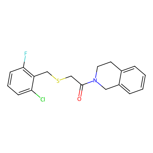 2-[(2-chloro-6-fluorophenyl)methylsulfanyl]-1-(3,4-dihydro-1H-isoquinolin-2-yl)ethanone structure