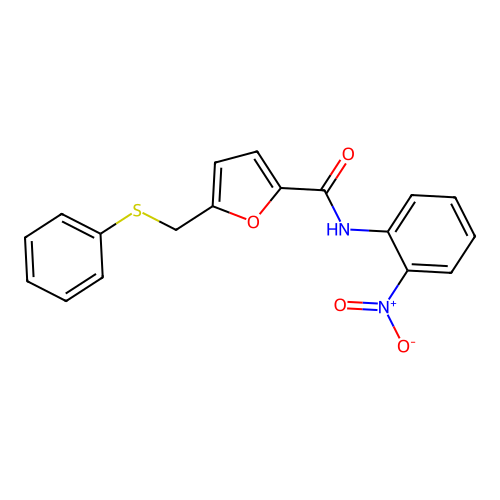 N-(2-nitrophenyl)-5-(phenylsulfanylmethyl)furan-2-carboxamide structure