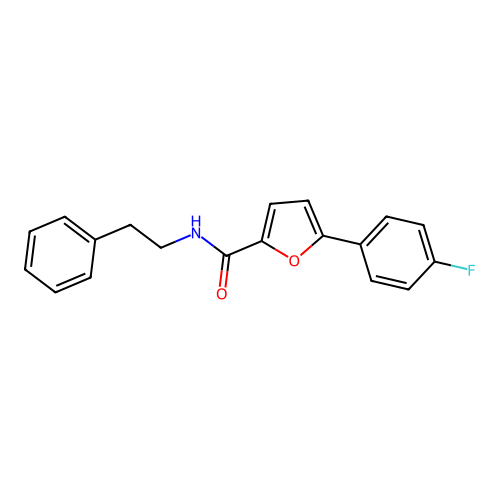 5-(4-fluorophenyl)-N-(2-phenylethyl)furan-2-carboxamide structure