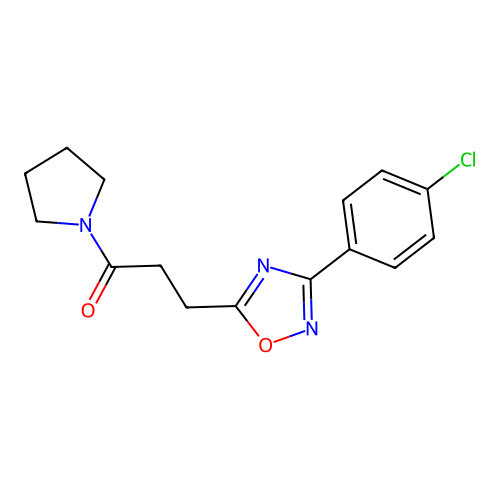 3-(4-Chlorophenyl)-5-[3-oxo-3-(1-pyrrolidinyl)propyl]-1,2,4-oxadiazole structure