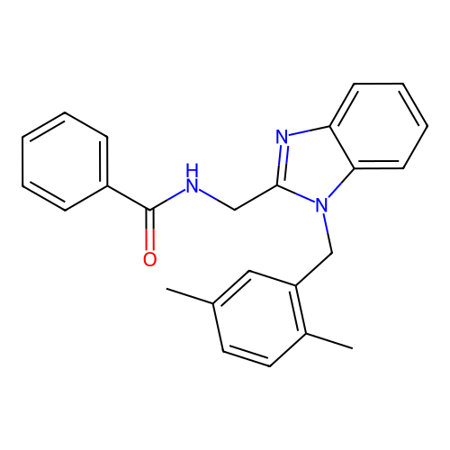 N-[[1-[(2,5-dimethylphenyl)methyl]benzimidazol-2-yl]methyl]benzamide structure