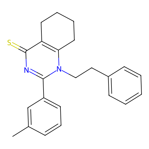 1-phenethyl-2-(m-tolyl)-5,6,7,8-tetrahydroquinazoline-4(1H)-thione structure