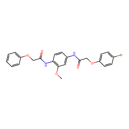 2-(4-bromophenoxy)-N-[3-methoxy-4-[(2-phenoxyacetyl)amino]phenyl]acetamide structure