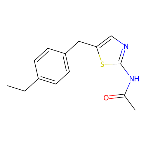 N-[5-[(4-ethylphenyl)methyl]-1,3-thiazol-2-yl]acetamide structure