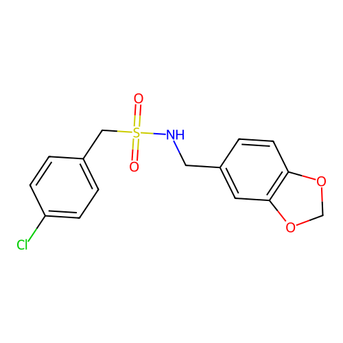 N-(1,3-benzodioxol-5-ylmethyl)-1-(4-chlorophenyl)methanesulfonamide structure