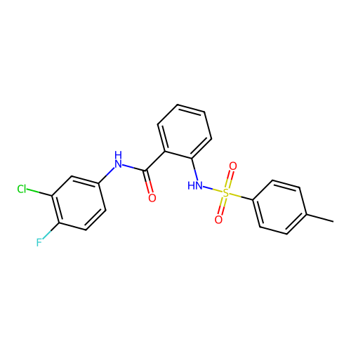 N-(3-chloro-4-fluorophenyl)-2-[(4-methylphenyl)sulfonylamino]benzamide structure