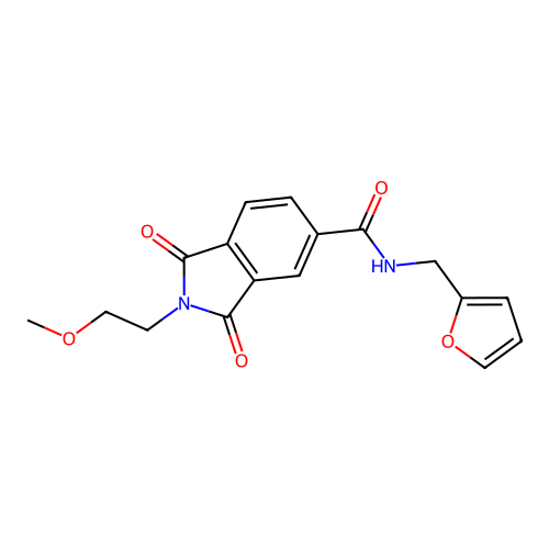 N-(furan-2-ylmethyl)-2-(2-methoxyethyl)-1,3-dioxoisoindole-5-carboxamide structure