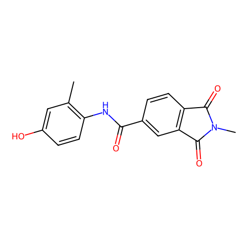 N-(4-hydroxy-2-methylphenyl)-2-methyl-1,3-dioxoisoindole-5-carboxamide structure
