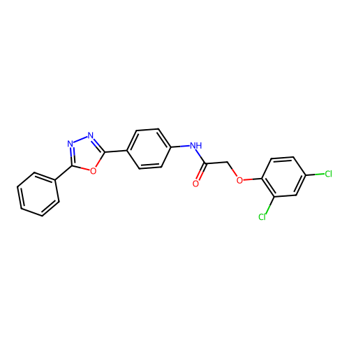 2-(2,4-dichlorophenoxy)-N-[4-(5-phenyl-1,3,4-oxadiazol-2-yl)phenyl]acetamide structure