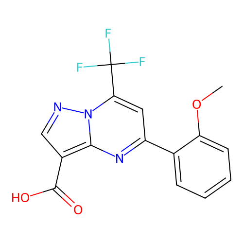 5-(2-methoxyphenyl)-7-(trifluoromethyl)pyrazolo[1,5-a]pyrimidine-3-carboxylic acid structure