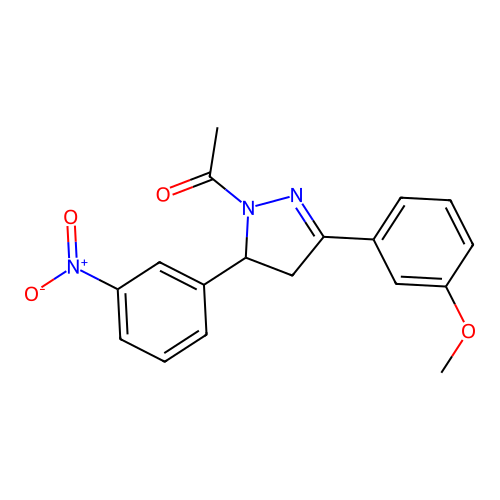 1-[5-(3-Methoxyphenyl)-3-(3-nitrophenyl)-3,4-dihydropyrazol-2-yl]ethanone structure