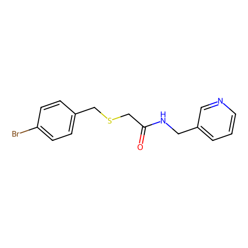 2-[(4-bromophenyl)methylsulfanyl]-N-(pyridin-3-ylmethyl)acetamide structure