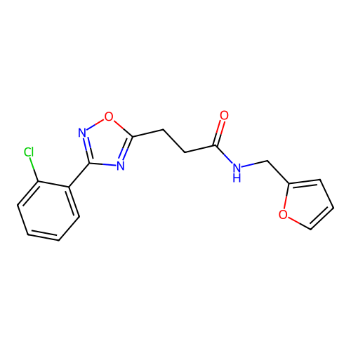 3-[3-(2-chlorophenyl)-1,2,4-oxadiazol-5-yl]-N-(furan-2-ylmethyl)propanamide structure