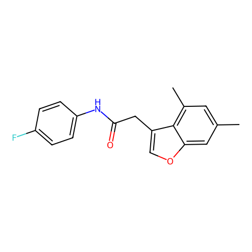 2-(4,6-dimethyl-1-benzofuran-3-yl)-N-(4-fluorophenyl)acetamide structure