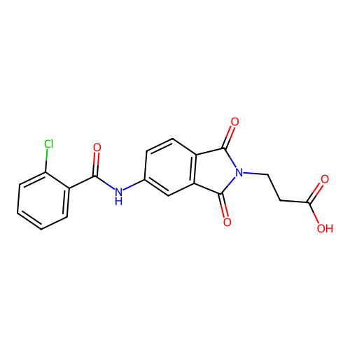 3-(5-(2-chlorobenzamido)-1,3-dioxoisoindolin-2-yl)propanoic acid structure