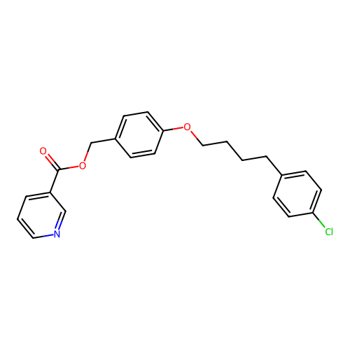 3-Pyridinecarboxylic acid, (4-(4-(4-chlorophenyl)butoxy)phenyl)methyl ester structure