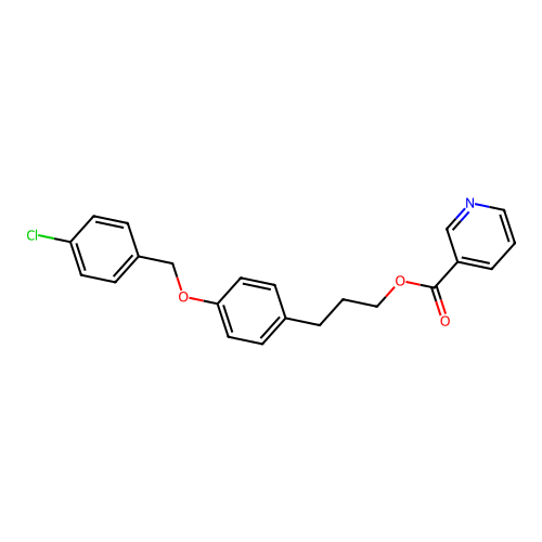 3-Pyridinecarboxylic acid, 3-(4-((4-chlorophenyl)methoxy)phenyl)propyl ester structure
