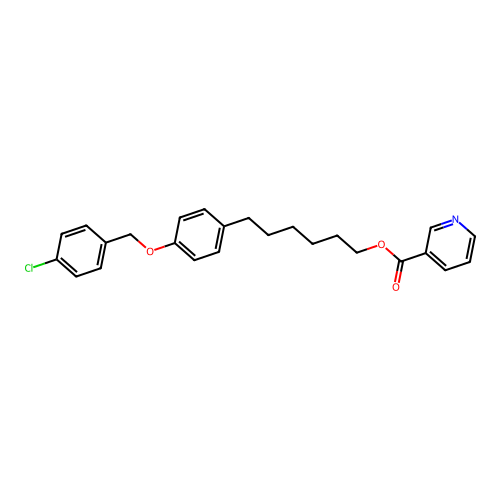 3-Pyridinecarboxylic acid, 6-(4-((4-chlorophenyl)methoxy)phenyl)hexyl ester structure