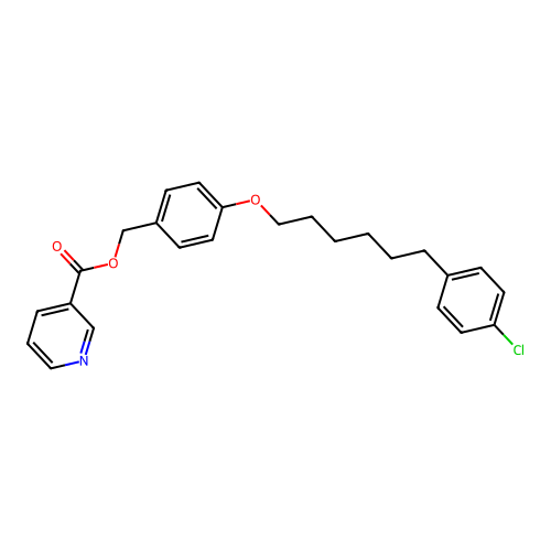 3-Pyridinecarboxylic acid, (4-((6-(4-chlorophenyl)hexyl)oxy)phenyl)methyl ester structure
