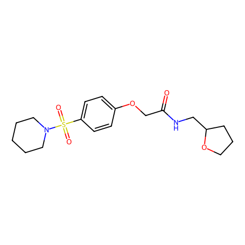N-(oxolan-2-ylmethyl)-2-(4-piperidin-1-ylsulfonylphenoxy)acetamide structure