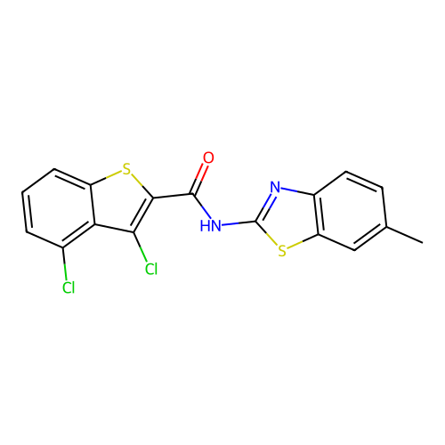 3,4-dichloro-N-(6-methyl-1,3-benzothiazol-2-yl)-1-benzothiophene-2-carboxamide structure
