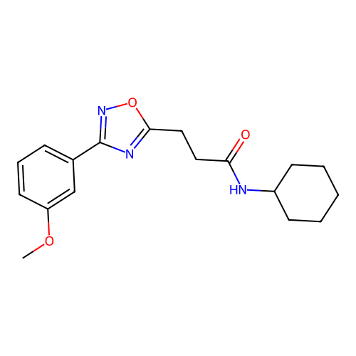 N-cyclohexyl-3-[3-(3-methoxyphenyl)-1,2,4-oxadiazol-5-yl]propanamide structure