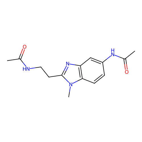 N-[2-(5-acetamido-1-methylbenzimidazol-2-yl)ethyl]acetamide structure
