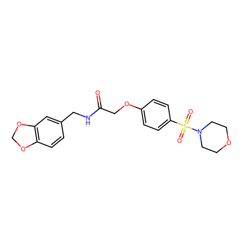 N-(1,3-benzodioxol-5-ylmethyl)-2-(4-morpholin-4-ylsulfonylphenoxy)acetamide structure