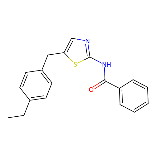 N-[5-[(4-ethylphenyl)methyl]-1,3-thiazol-2-yl]benzamide structure