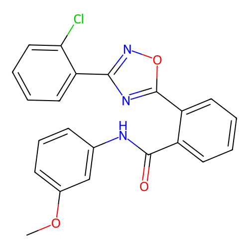 2-[3-(2-chlorophenyl)-1,2,4-oxadiazol-5-yl]-N-(3-methoxyphenyl)benzamide structure