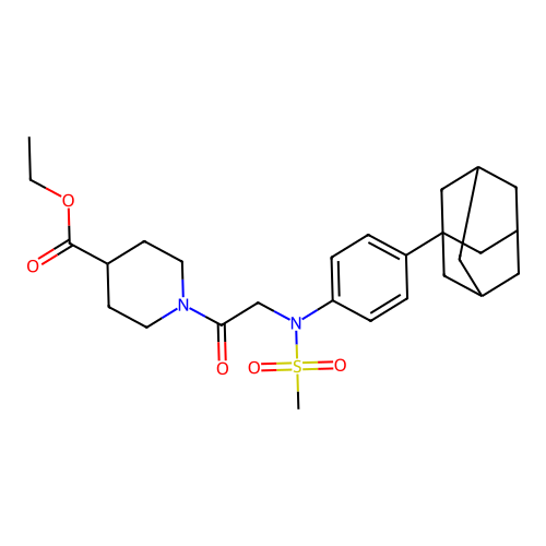 ethyl 1-(2-(N-(4-(adamantan-1-yl)phenyl)methylsulfonamido)acetyl)piperidine-4-carboxylate structure