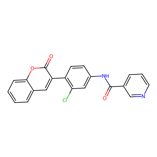 N-[3-chloro-4-(2-oxochromen-3-yl)phenyl]pyridine-3-carboxamide structure