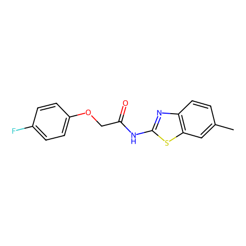 2-(4-fluorophenoxy)-N-(6-methyl-1,3-benzothiazol-2-yl)acetamide structure