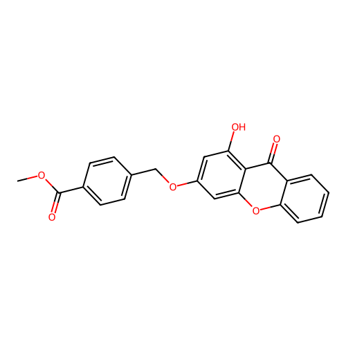 methyl 4-{[(1-hydroxy-9-oxo-9H-xanthen-3-yl)oxy]methyl}benzoate structure