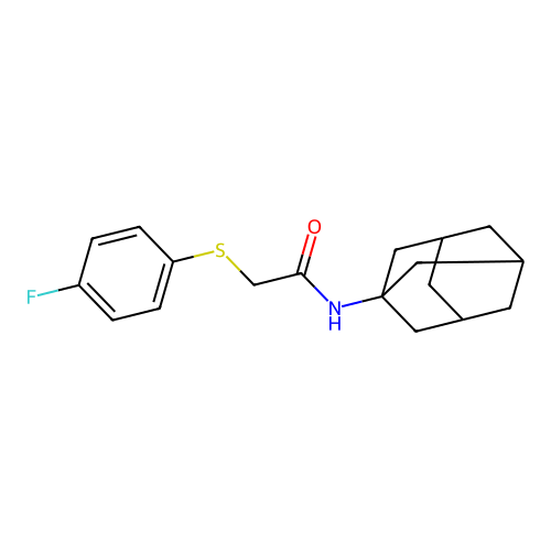 N-(1-adamantyl)-2-(4-fluorophenyl)sulfanylacetamide structure