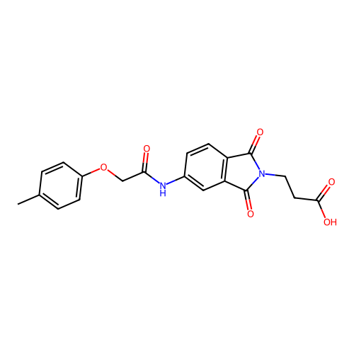3-(1,3-dioxo-5-(2-(p-tolyloxy)acetamido)isoindolin-2-yl)propanoic acid structure