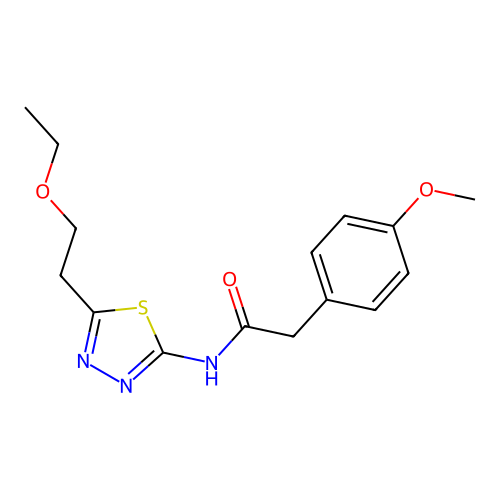 N-[5-(2-ethoxyethyl)-1,3,4-thiadiazol-2-yl]-2-(4-methoxyphenyl)acetamide structure