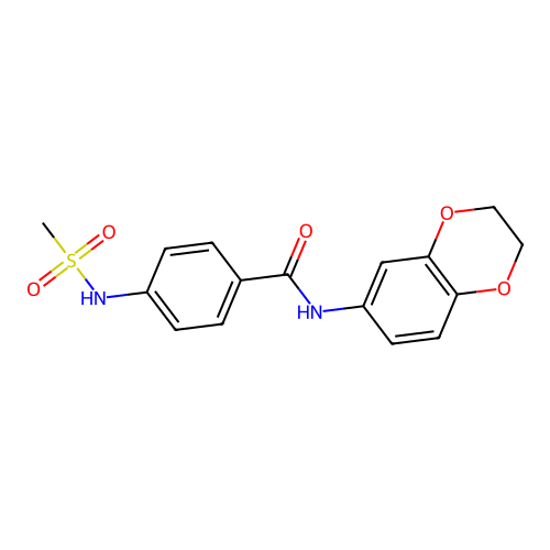 N-(2,3-dihydro-1,4-benzodioxin-6-yl)-4-(methanesulfonamido)benzamide structure