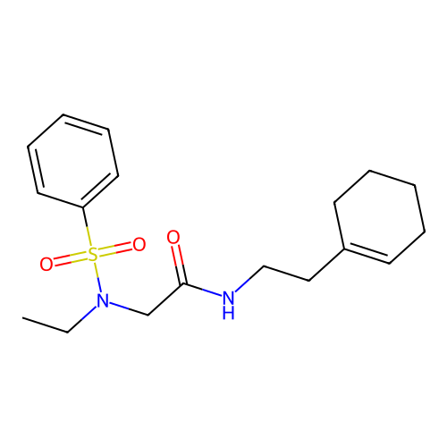 2-[benzenesulfonyl(ethyl)amino]-N-[2-(cyclohexen-1-yl)ethyl]acetamide structure