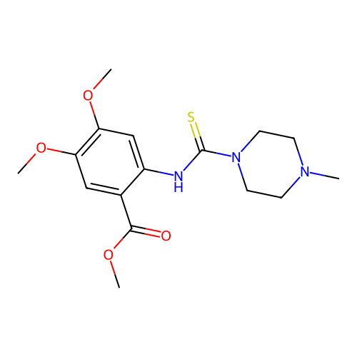 Methyl 4,5-dimethoxy-2-{[(4-methylpiperazinyl)thioxomethyl]amino}benzoate structure