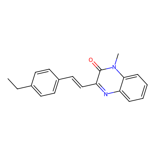 (E)-3-(4-ethylstyryl)-1-methylquinoxalin-2(1H)-one structure