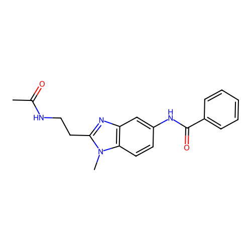 N-[2-(2-acetamidoethyl)-1-methylbenzimidazol-5-yl]benzamide structure