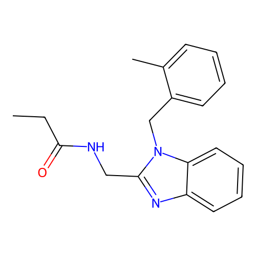 N-[[1-[(2-methylphenyl)methyl]benzimidazol-2-yl]methyl]propanamide structure
