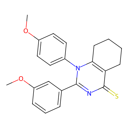 2-(3-methoxyphenyl)-1-(4-methoxyphenyl)-1,4,5,6,7,8-hexahydroquinazoline-4-thione structure